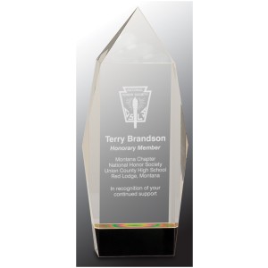 Clear Crystal Facet Rectangle on Black Base