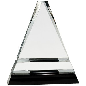 Clear Crystal Triangle on Black Crystal Pedestal Base