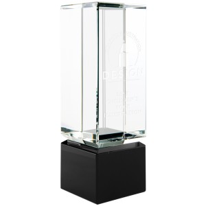 Clear Crystal Block on Black Crystal Base