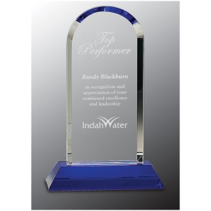 Clear Crystal Dome on Blue Pedestal Base