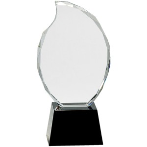 Clear Crystal Flame on Black Pedestal Base