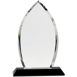 Clear Crystal Oval on Black Pedestal Base