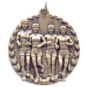 1 3/4" Antique Gold Cross Country Millennium Medal
