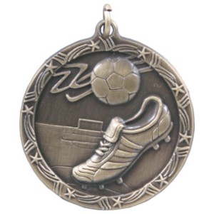 2 1/2" Antique Gold Soccer Shooting Star Medal
