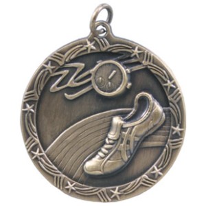2 1/2" Antique Gold Track Shooting Star Medal