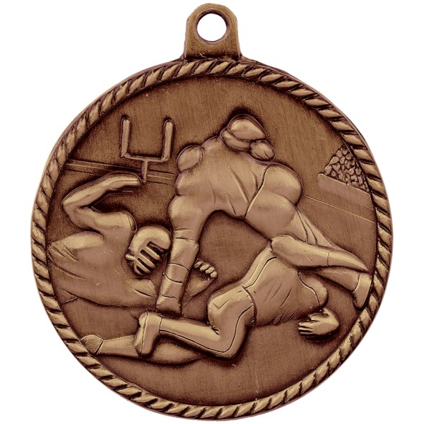 2" Antique Gold Football High Relief Medal - Image 4