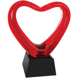 Red Heart Art Glass with Black Base