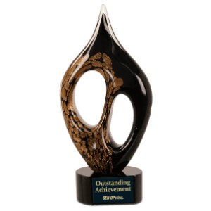 Black & Gold Coral Art Glass