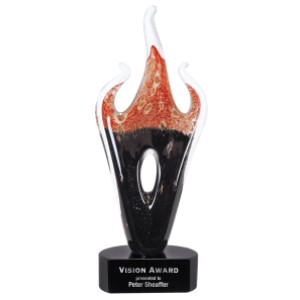 Red & Black Flame Art Glass