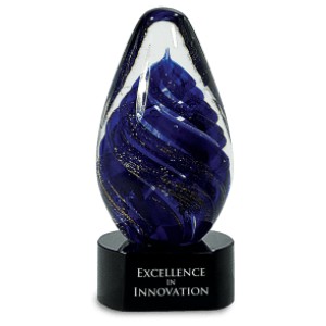 Blue Tear Drop Art Glass