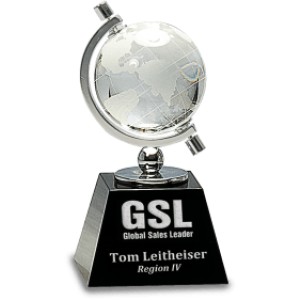 Crystal Spinning Globe on Black Base