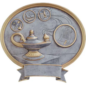 Lamp of Knowledge Resin Plate-Silver